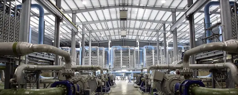 Interior of a reverse-osmosis desalination hall