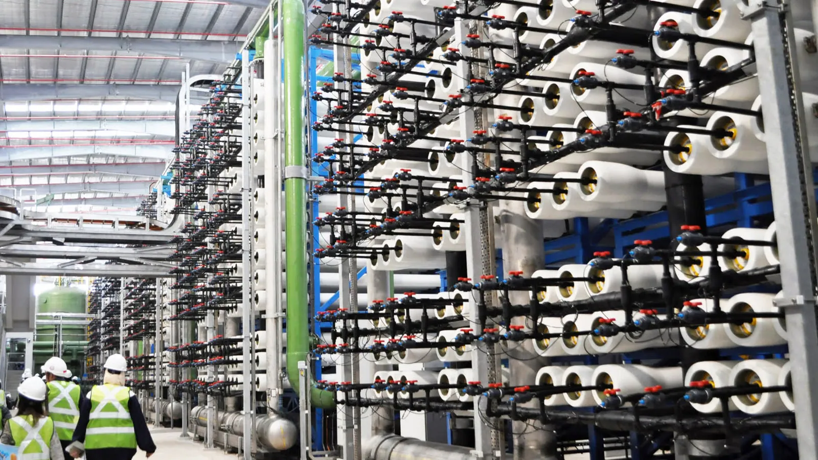 Industrial reverse osmosis facility piping and pressure vessels