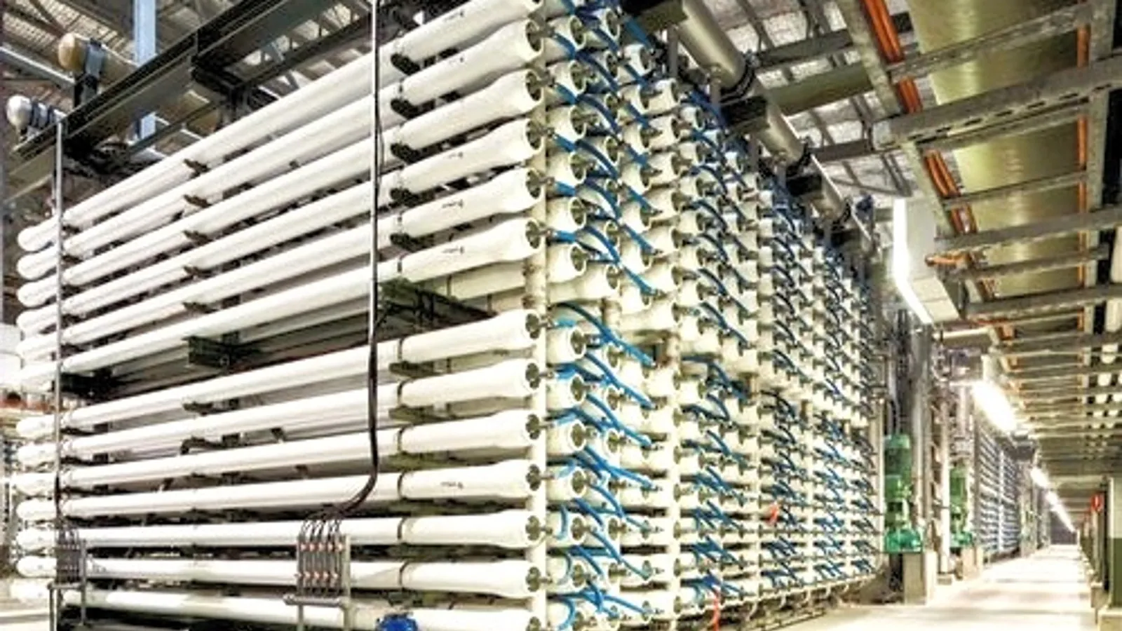 Reverse osmosis membrane pressure vessels at a water treatment plant